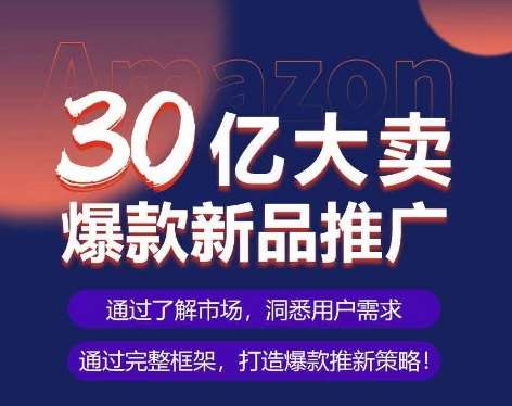 亚马逊·30亿大卖爆款新品推广，可复制、全程案例实操的爆款推新SOP-云商网创