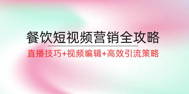 餐饮短视频营销全攻略：直播技巧+视频编辑+高效引流策略-云商网创