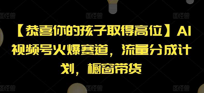 【恭喜你的孩子取得高位】AI视频号火爆赛道，流量分成计划，橱窗带货【揭秘】-云商网创