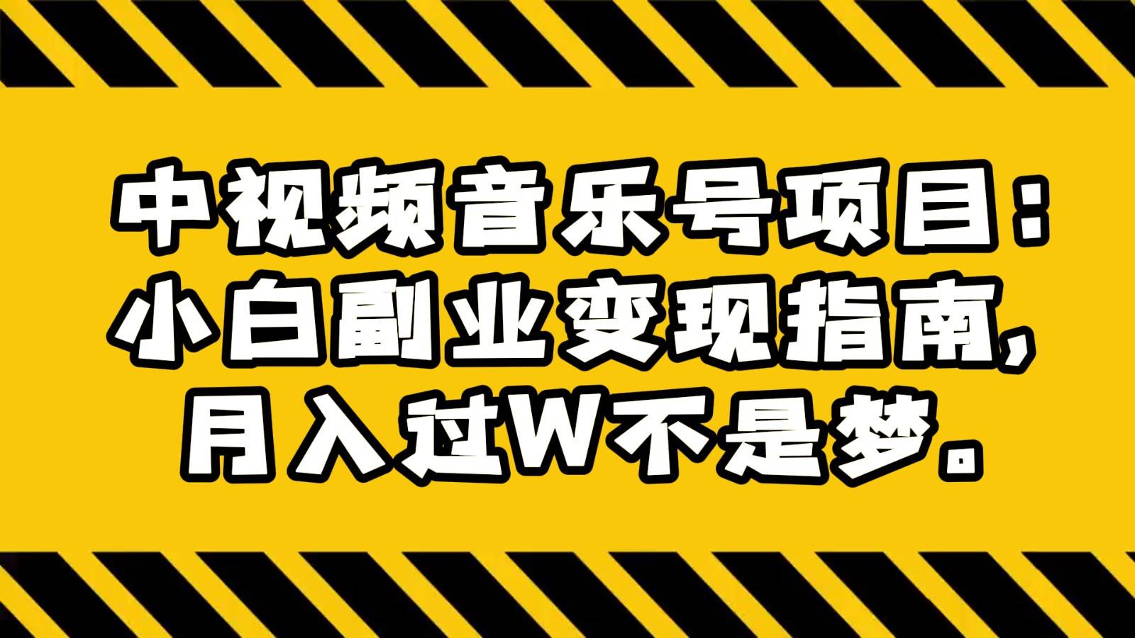 中视频音乐号项目：小白副业变现指南，月入过W不是梦。-云商网创