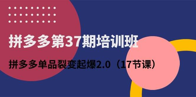 （10835期）拼多多第37期培训班：拼多多单品裂变起爆2.0（17节课）-云商网创