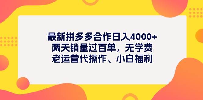 （11410期）最新拼多多项目日入4000+两天销量过百单，无学费、老运营代操作、小白福利-云商网创