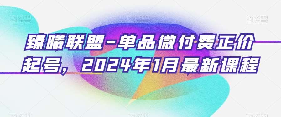 臻曦联盟-单品微付费正价起号，2024年1月最新课程-云商网创