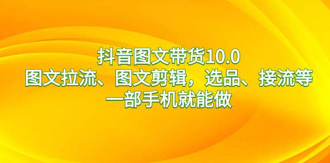 （8626期）抖音图文带货10.0，图文拉流、图文剪辑，选品、接流等，一部手机就能做-云商网创