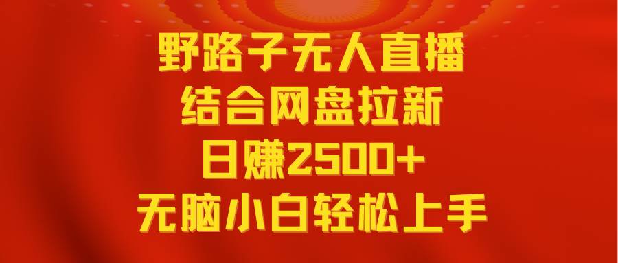 无人直播野路子结合网盘拉新，日赚2500+多平台变现，小白无脑轻松上手操作-云商网创