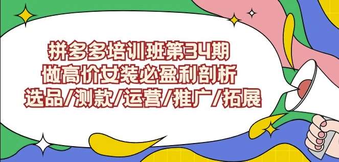 拼多多培训班第34期：做高价女装必盈利剖析选品/测款/运营/推广/拓展-云商网创