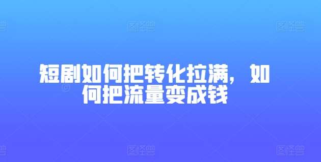 短剧如何把转化拉满，如何把流量变成钱-云商网创