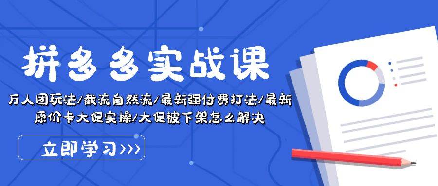 拼多多·实战课：万人团玩法/截流自然流/最新强付费打法/最新原价卡大促..-云商网创