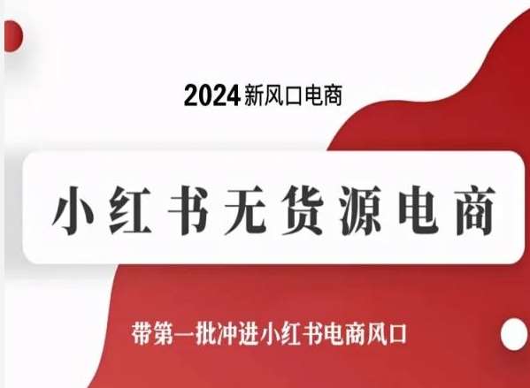 2024新风口电商，小红书无货源电商，带第一批冲进小红书电商风口-云商网创