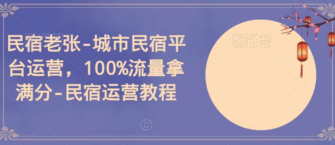 民宿老张-城市民宿平台运营，100%流量拿满分-民宿运营教程-云商网创