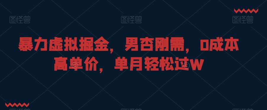 暴力虚拟掘金，男杏刚需，0成本高单价，单月轻松过W【揭秘】-云商网创