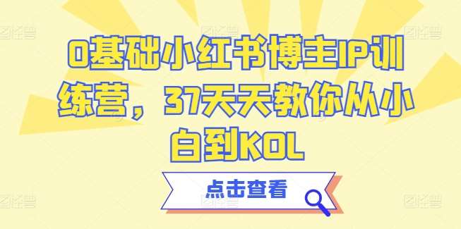 0基础小红书博主IP训练营，37天天教你从小白到KOL-云商网创