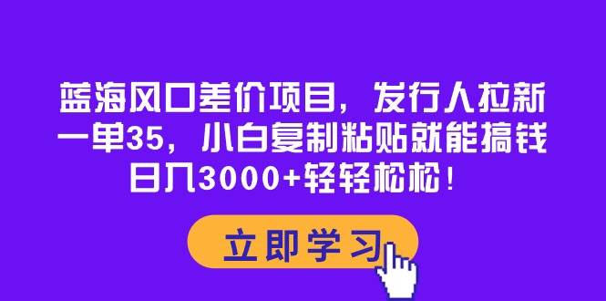 蓝海风口差价项目，发行人拉新，一单35，小白复制粘贴就能搞钱！日入3000+轻轻松松-云商网创