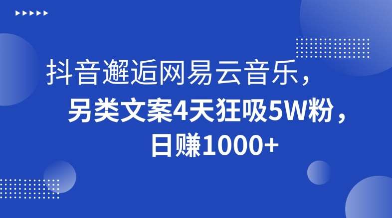 抖音邂逅网易云音乐，另类文案4天狂吸5W粉，日赚1000+【揭秘】-云商网创