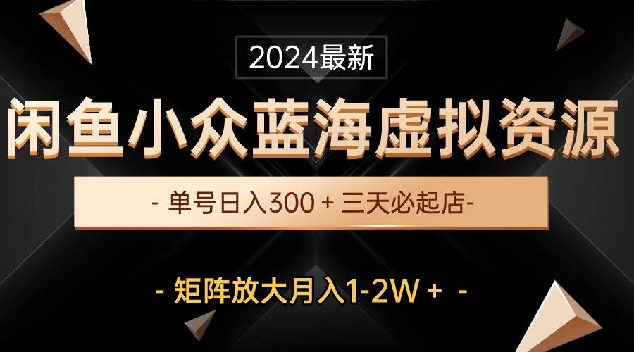 最新闲鱼小众蓝海虚拟资源，单号日入300＋，三天必起店，矩阵放大月入1-2W-云商网创