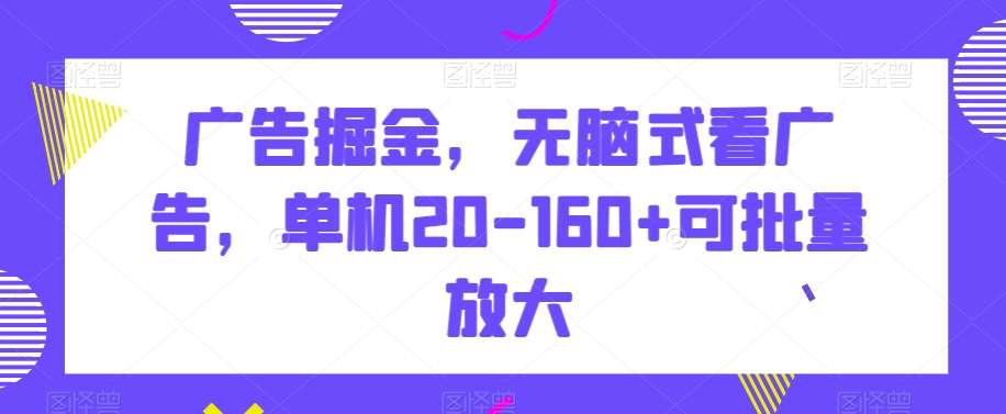 广告掘金，无脑式看广告，单机20-160+可批量放大【揭秘】-云商网创