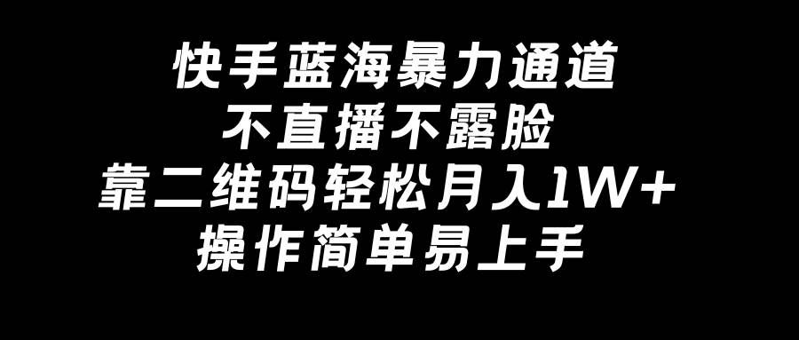 （8961期）快手蓝海暴力通道，不直播不露脸，靠二维码轻松月入1W+，操作简单易上手-云商网创