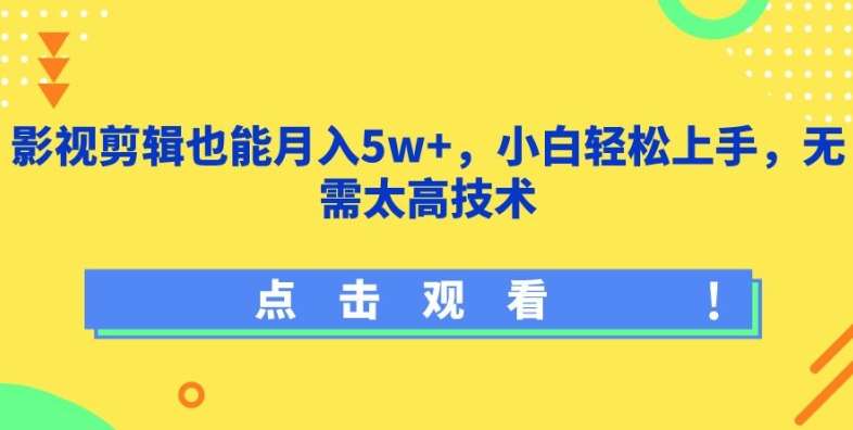 影视剪辑也能月入5w+，小白轻松上手，无需太高技术【揭秘】-云商网创