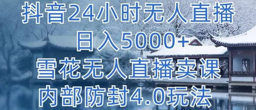 抖音24小时无人直播 日入5000+，雪花无人直播卖课，内部防封4.0玩法【揭秘】-云商网创