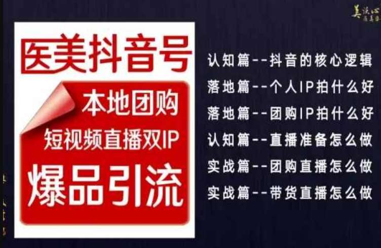 2024医美如何做抖音，医美抖音号本地团购，短视频直播双IP，爆品引流-云商网创