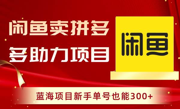 闲鱼卖拼多多助力项目，蓝海项目新手单号也能300+-云商网创
