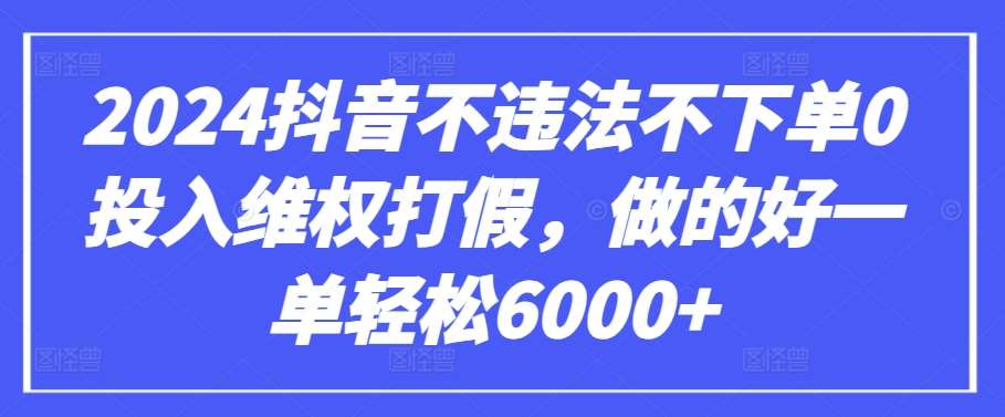 2024抖音不违法不下单0投入维权打假，做的好一单轻松6000+【仅揭秘】-云商网创