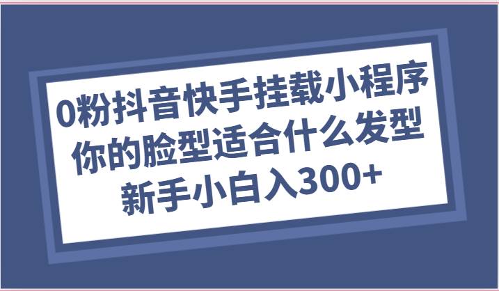 0粉抖音快手挂载小程序，你的脸型适合什么发型玩法，新手小白日入300+-云商网创