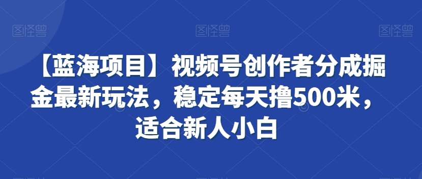 【蓝海项目】视频号创作者分成掘金最新玩法，稳定每天撸500米，适合新人小白【揭秘】-云商网创