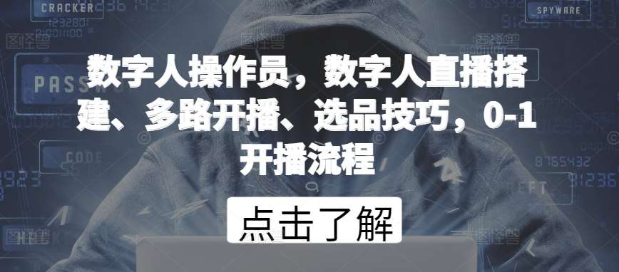 数字人操作员，数字人直播搭建、多路开播、选品技巧，0-1开播流程-云商网创