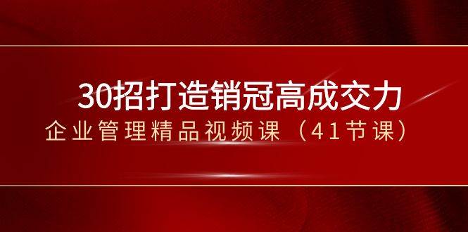 （8477期）30招-打造销冠高成交力-企业管理精品视频课（41节课）-云商网创