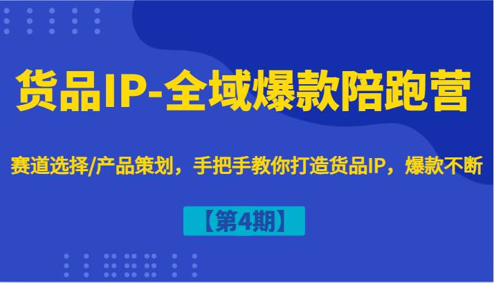 货品IP-全域爆款陪跑营【第4期】赛道选择/产品策划，手把手教你打造货品IP，爆款不断-云商网创