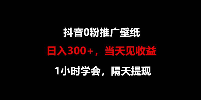 日入300+，抖音0粉推广壁纸，1小时学会，当天见收益，隔天提现-云商网创