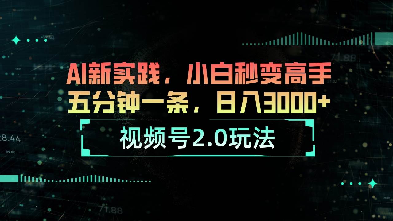 （10888期）视频号2.0玩法 AI新实践，小白秒变高手五分钟一条，日入3000+-云商网创