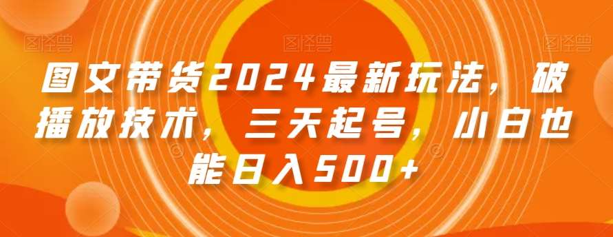 图文带货2024最新玩法，破播放技术，三天起号，小白也能日入500+【揭秘】-云商网创