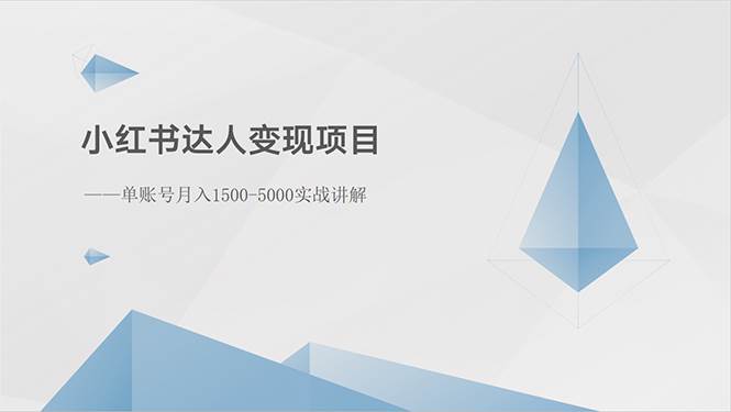 小红书达人变现项目：单账号月入1500-3000实战讲解-云商网创
