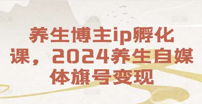养生博主ip孵化课，2024养生自媒体旗号变现-云商网创