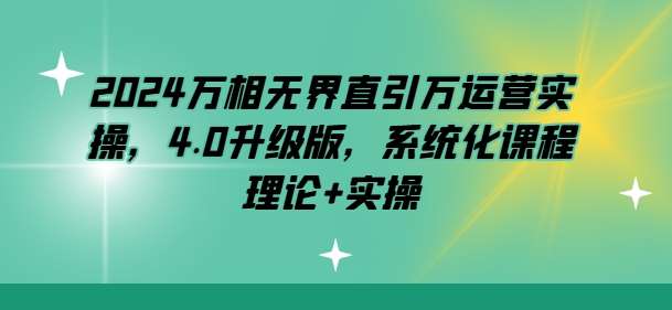 2024万相无界直引万运营实操，4.0升级版，系统化课程 理论+实操-云商网创