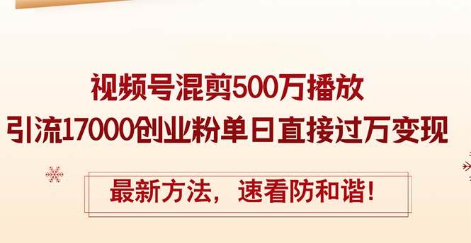 （12391期）精华帖视频号混剪500万播放引流17000创业粉，单日直接过万变现，最新方…-云商网创