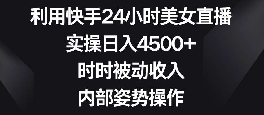 利用快手24小时美女直播，实操日入4500+，时时被动收入，内部姿势操作【揭秘】-云商网创