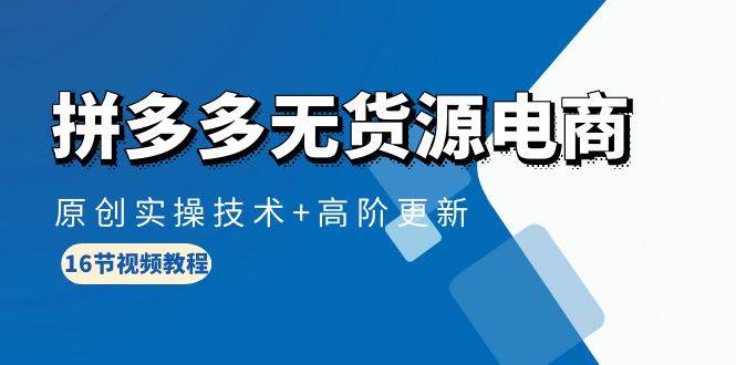 （10015期）拼多多无货源电商，原创实操技术+高阶更新（16节视频教程）-云商网创