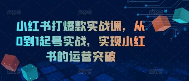 小红书打爆款实战课，从0到1起号实战，实现小红书的运营突破-云商网创