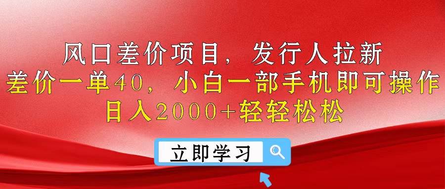 风口差价项目，发行人拉新，差价一单40，小白一部手机即可操作，日入20…-云商网创