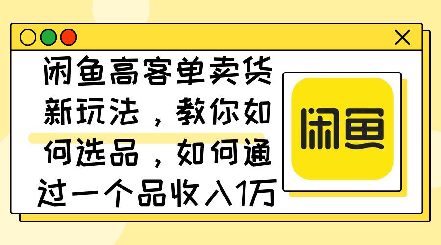 （12387期）闲鱼高客单卖货新玩法，教你如何选品，如何通过一个品收入1万+-云商网创