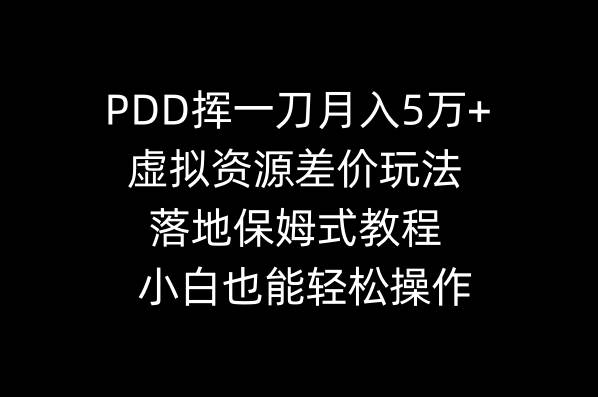 PDD挥一刀月入5万+，虚拟资源差价玩法，落地保姆式教程，小白也能轻松操作-云商网创