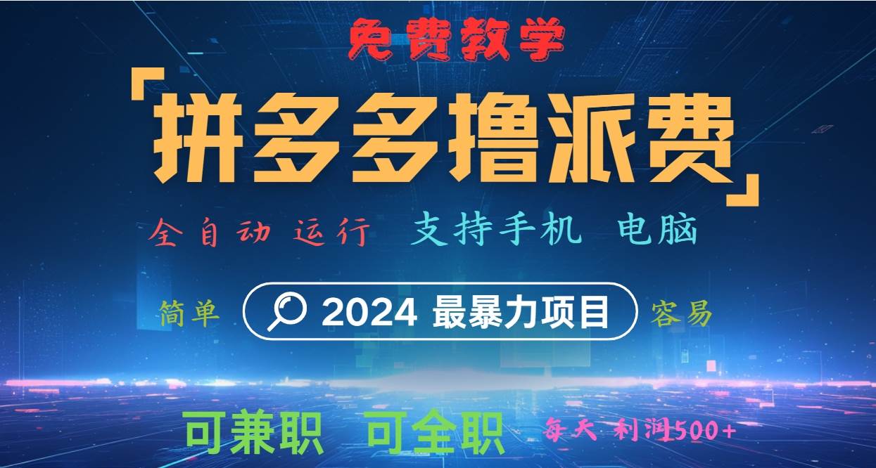 拼多多撸派费，2024最暴利的项目。软件全自动运行，日下1000单。每天利润500+，免费-云商网创