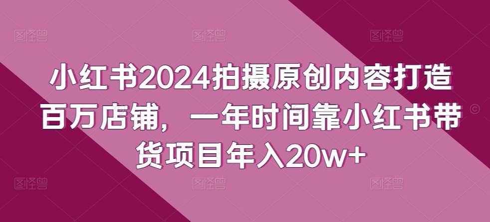 小红书2024拍摄原创内容打造百万店铺，一年时间靠小红书带货项目年入20w+-云商网创