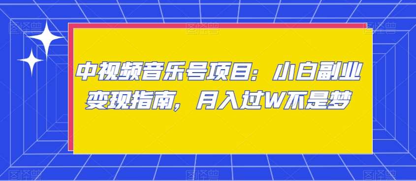 中视频音乐号项目：小白副业变现指南，月入过W不是梦【揭秘】-云商网创