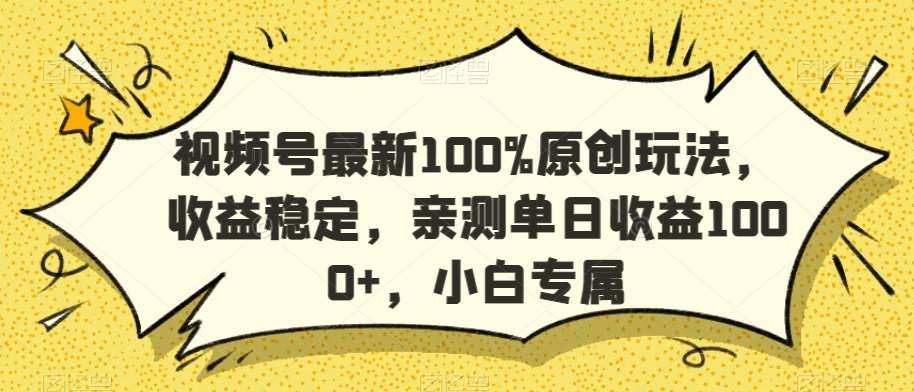 视频号最新100%原创玩法，收益稳定，亲测单日收益1000+，小白专属【揭秘】-云商网创