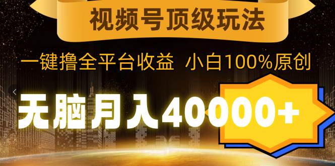 （9281期）视频号顶级玩法，无脑月入40000+，一键撸全平台收益，纯小白也能100%原创-云商网创