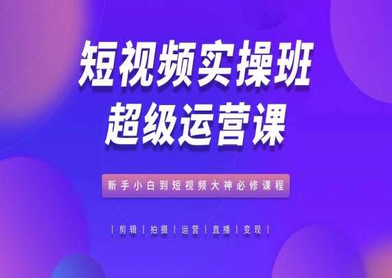 短视频实操班超级运营课，新手小白到短视频大神必修课程-云商网创